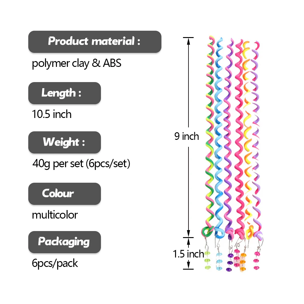 Wholesale Colorful Kids Girls Hair Braider Tool Polymer Clay Spiral Hair Curlers Braiding Hair Curling Tool Accessories