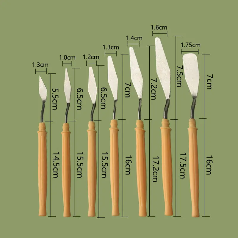 Wholesale 7pcs Paint Scraper Set Plastic Handle Stainless Steel Artists Palette Knife Painting Spatula