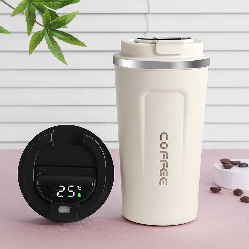Intelligent Double-Layer Vacuum Stainless Steel Coffee Cup Travel Office Water Cup with Temperature Measurement