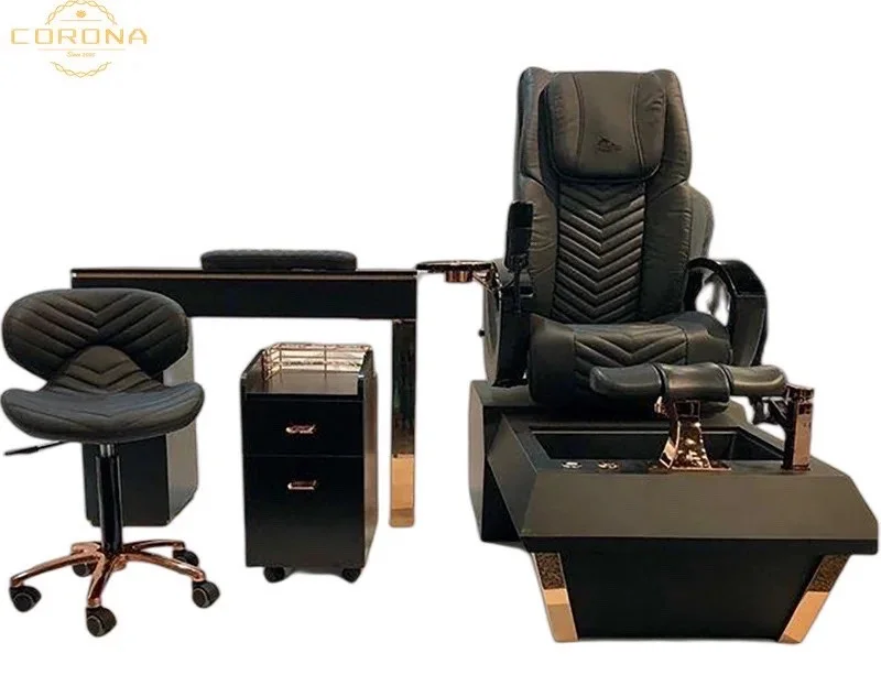 New Manicure Furniture Glass Fiber Reinforced Plastic Base Pedicure Chair with Surf Massage Colored Light Disinfection Chair