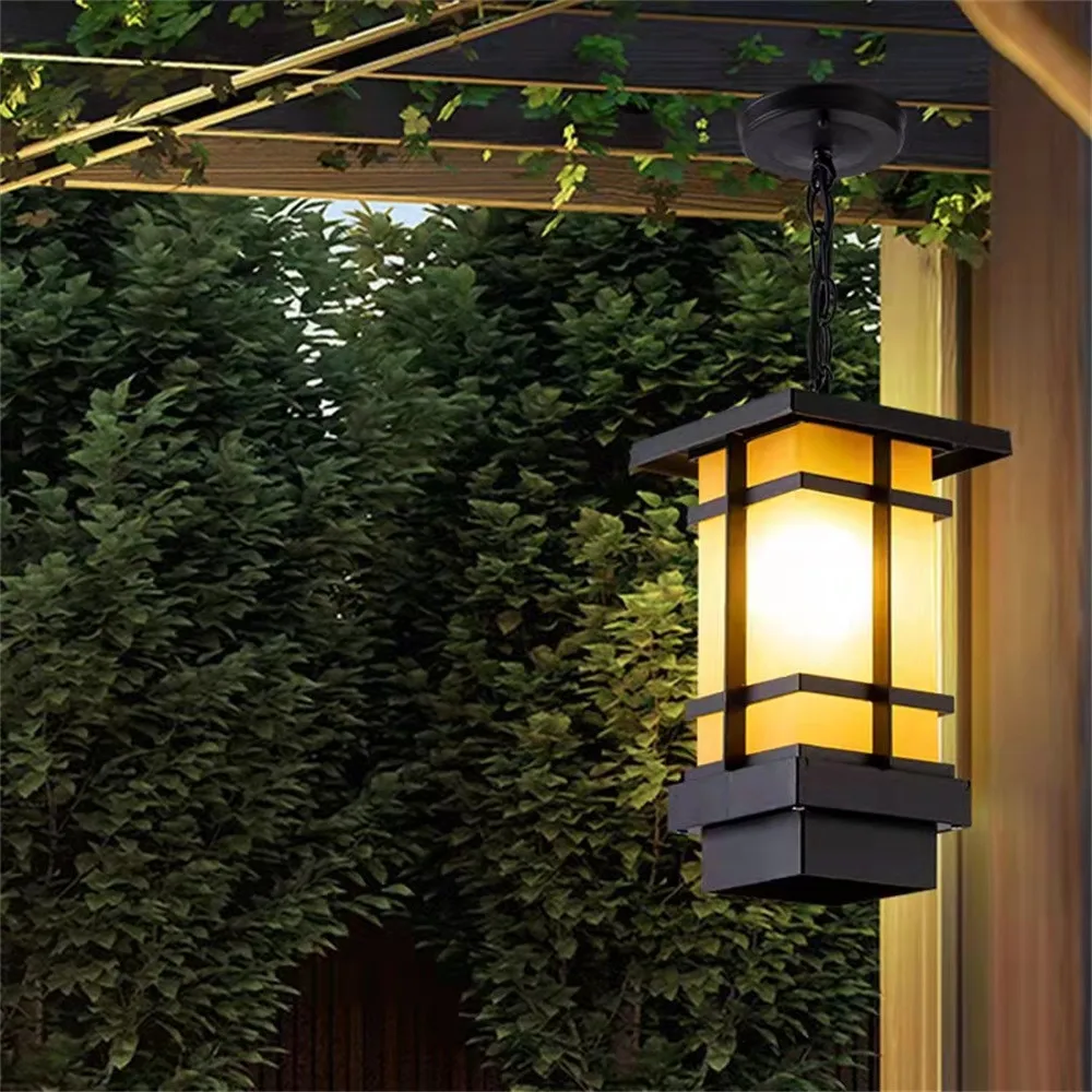 Contemporary Outdoor Pendent Lamp LED Waterproof Villa Garden Courtyard Gate Corridor Balcony Pendent Lamp