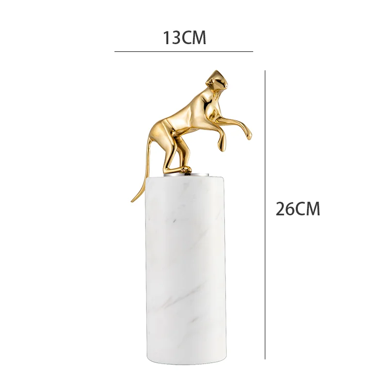 Brass decorations custom luxury brass gymnast desktop marble ornaments high-grade hotel decorations Brass leopard Sculpture