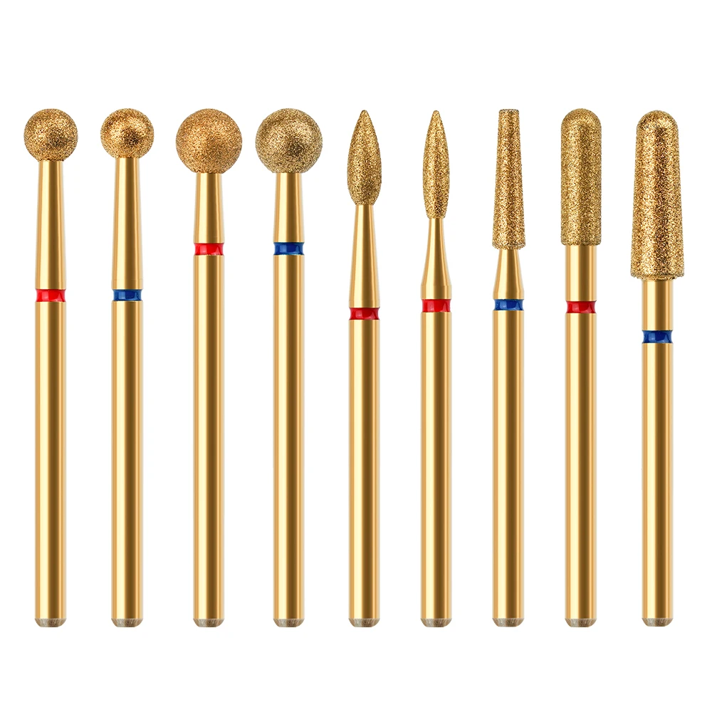 9 Models Gold Coating High Quality Diamond Nail Drill Bits Professional Cuticle Clean Bit