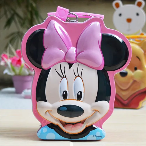 Wholesale Cute Mice Shape Portable Girls Piggy Bank Tin Box With Lock And Keys Money Coin Saving Tin Can for Kids