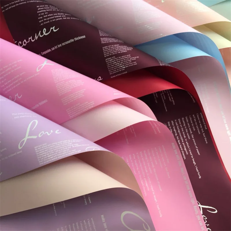 Shinewrap Factory Low Price English Words Printed Wrapping Paper Of Flower Birthday Gift Florist Packaging Paper Waterproof