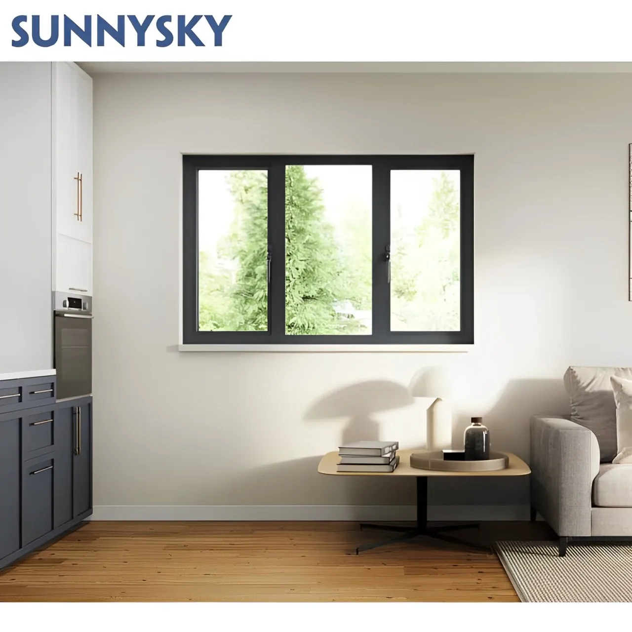 Sunnysky умный дом дизайн электрическое алюминиевое окно ураганное ударное водонепроницаемое стеклянное створчатое