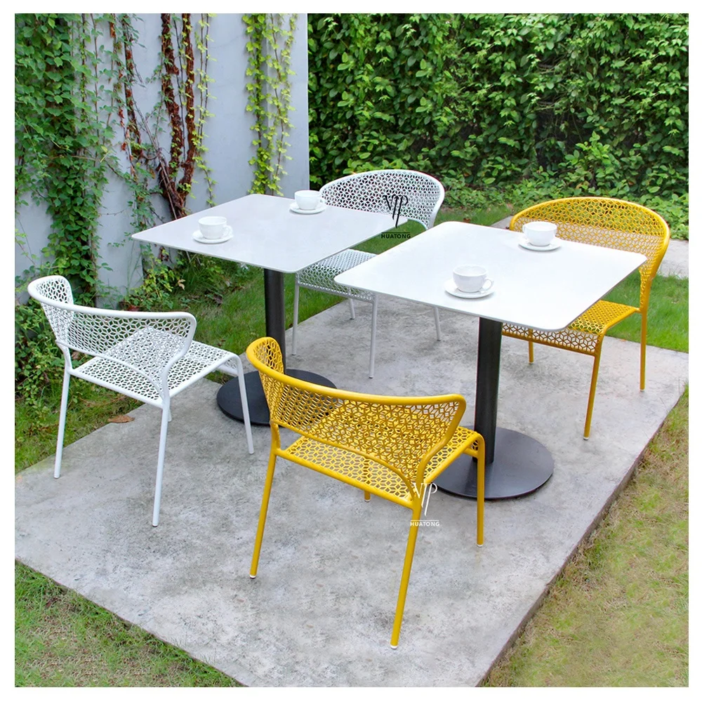Современная уличная мебель для отдыха, 3 шт., водонепроницаемая мебель для патио, металлический столовый набор, садовый кофейник, ресторан, стол и стулья