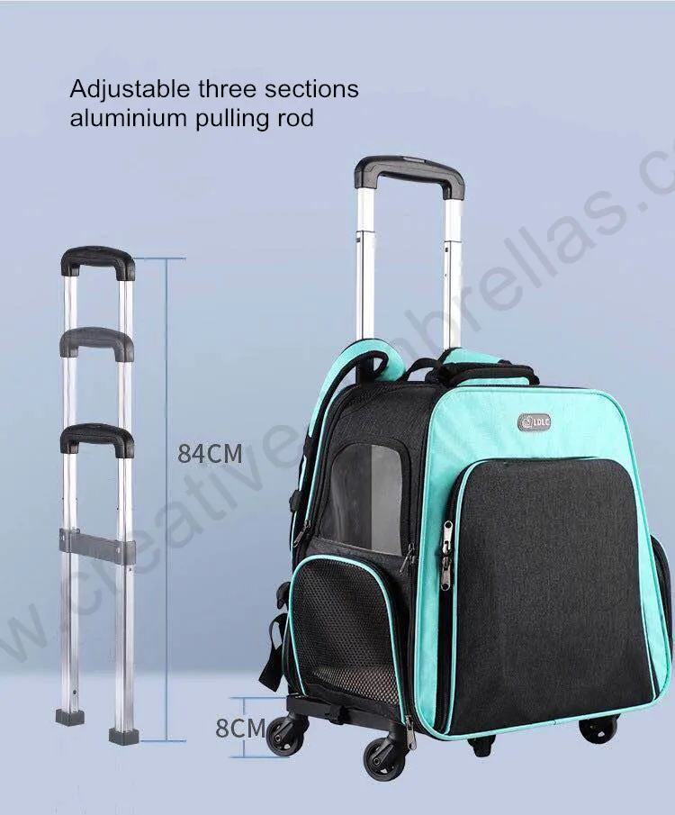 Composite 33.7L Large Capacity 10kg Bearing Transformed Adjustable Detachable Pet Trolley Bag Backpacks Leather Bags Solid
