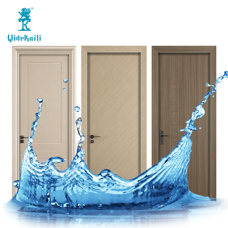Qide Modern Indoor Wood Plastic Composite PVC Slab Door For Bathroom