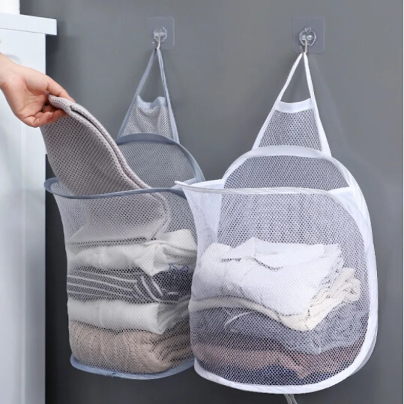RTS Factory Hot Selling Bathroom Clothes Storage Bag Mesh Foldable Household Goods