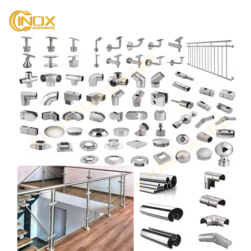 China Supplier 304L 316L Stainless Steel Pipe Fittings Glass Clips Cinox Hardware Handrail Accessories Glass Clamps Balustrade