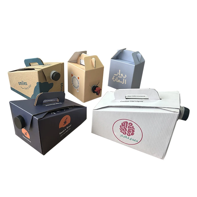 Custom Bag in box 5l 5 liter 160 oz coffee and tea beverage dispenser take out away hot drinks container bib bag in box