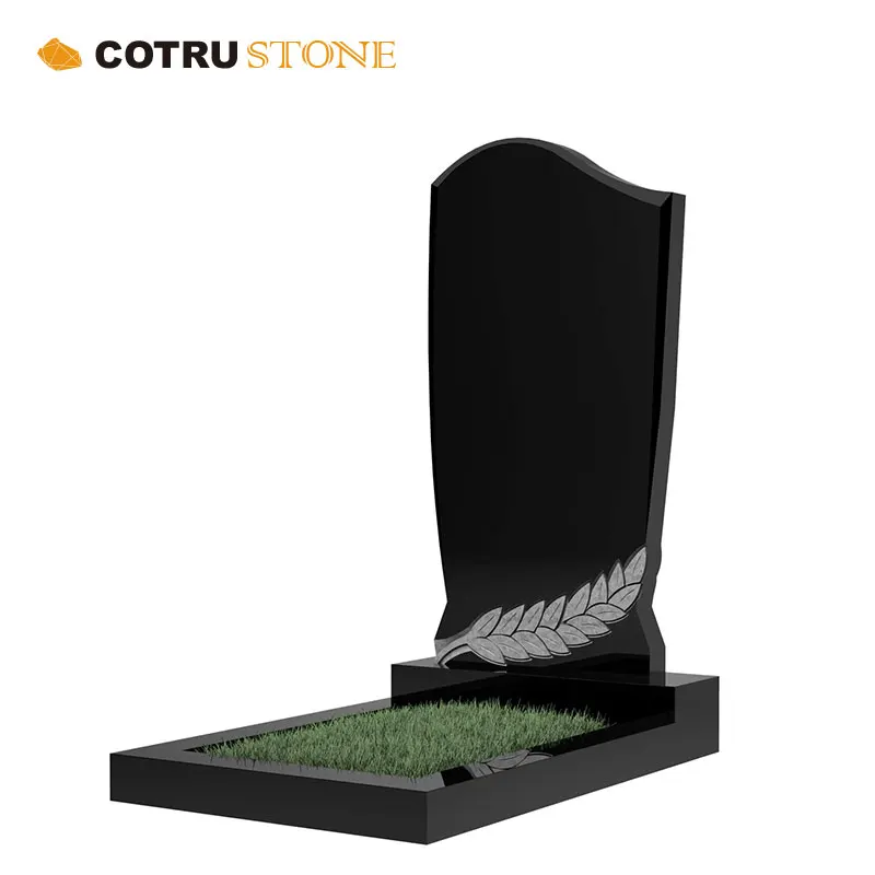 Russian Style Black Stone Tombstone Headstone Monument Memorial with Cross