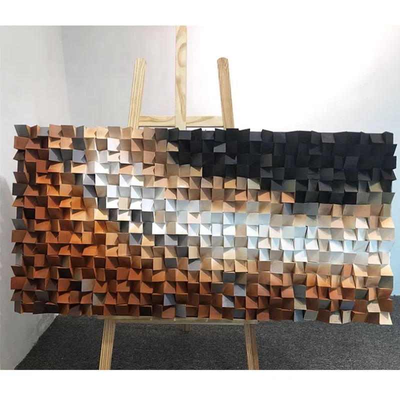 Solid wood mosaic decorative painting light luxury wall  decoration handmade three-dimensional art wall wood decor