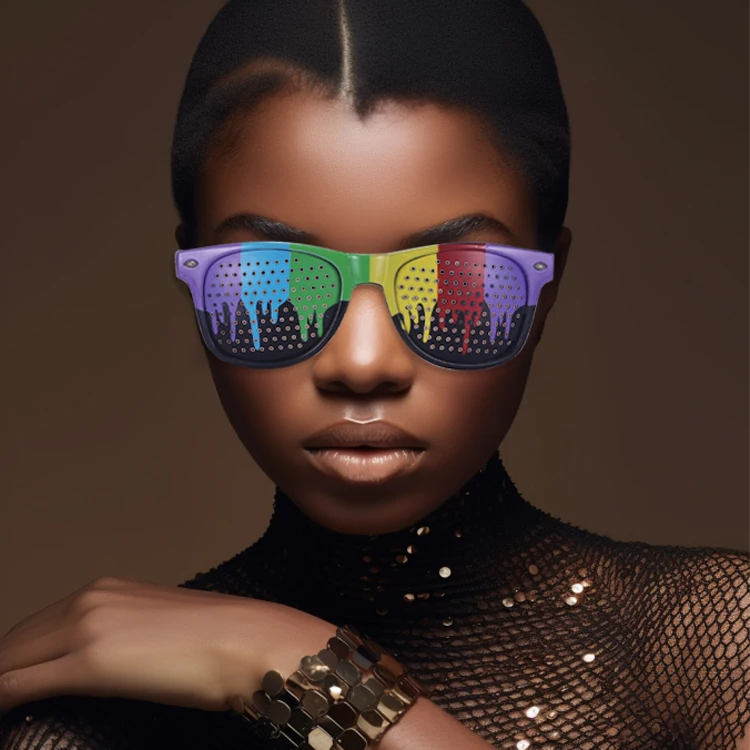 Custom Logo Anti-fatigue Sticker Sunglasses Fashion Unisex Eyesight Improve Healing Square Pinholes Sunglasses For Gifts