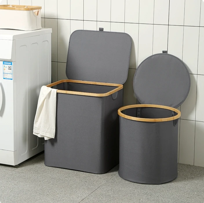 High Quality Bamboo Laundry Basket with Handle Large Capacity Foldable Clothes Hampers Organizer for Bedroom
