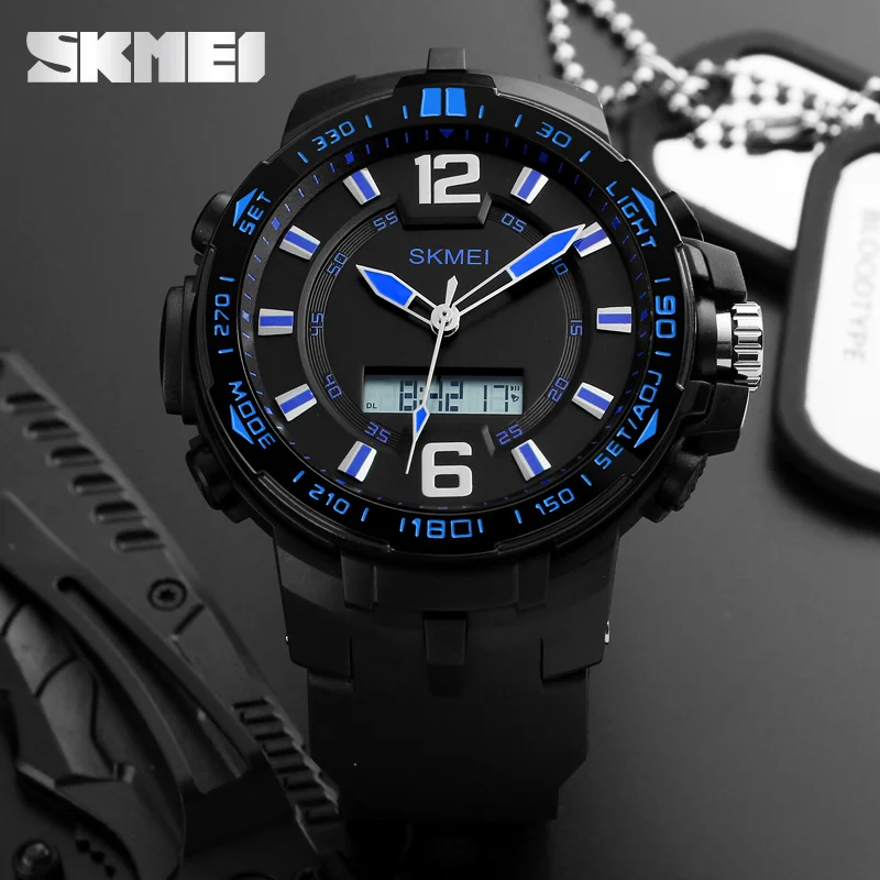 Новый дизайн Skmei 1273 5atm водонепроницаемые аналоговые цифровые спортивные часы для мужчин
