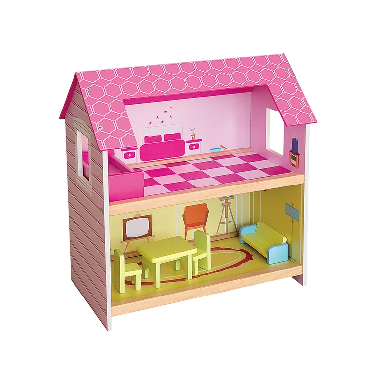 Factory Custom Miniature Accessories Princess Wooden Doll House Dollhouse With Furnitures