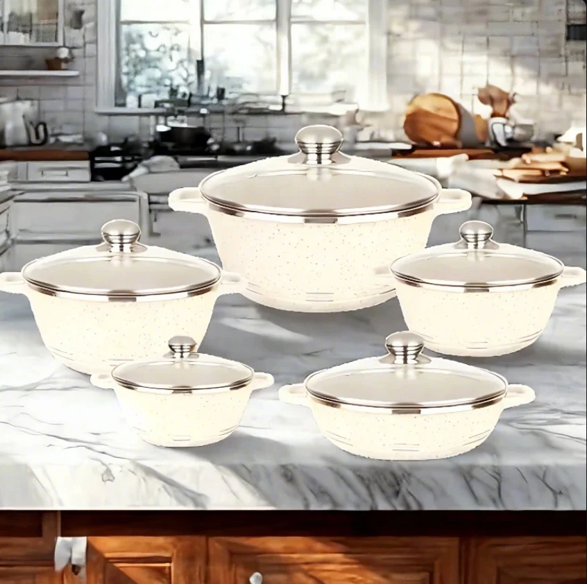 Cookware Set Cookware Kitchenware and Cookware with Glass Lid Professional Stainless Steel 10pcs Metal Minimalist Aluminum Alloy