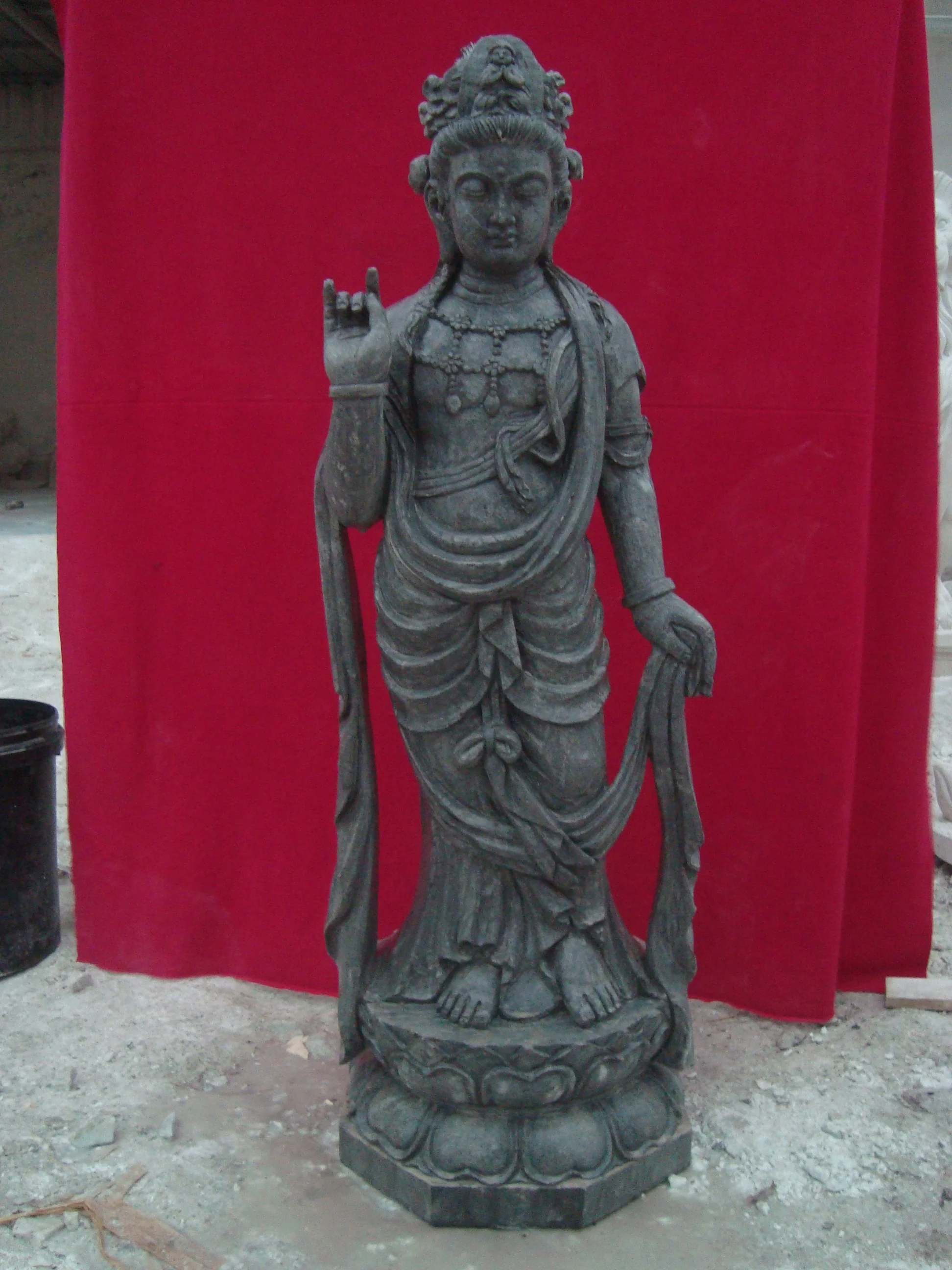 Customized Size Jade Stone Large Antique Guanyin Chinese Buddhism theme indoor decorative Natural Marble Guanyin buddha Statue