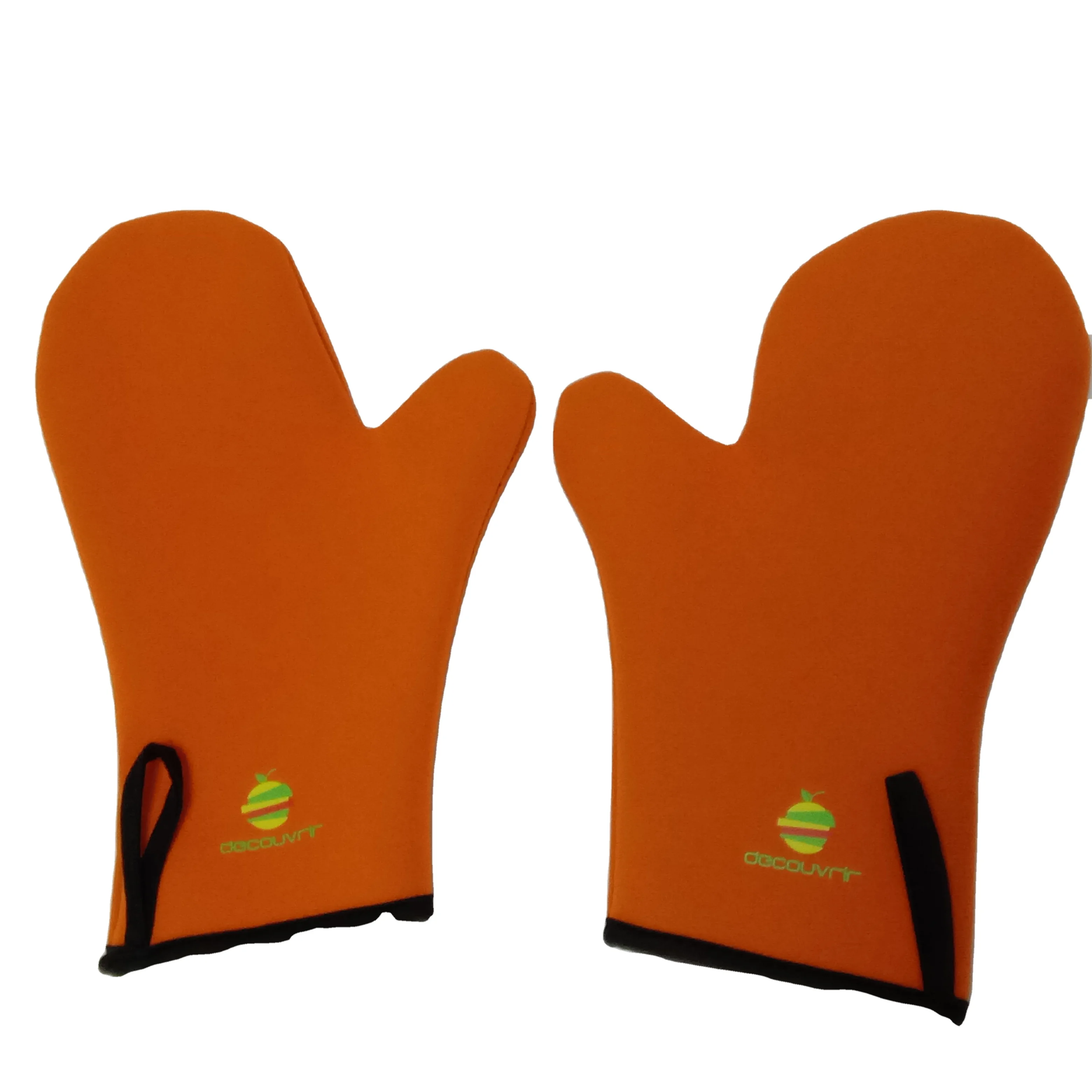 50% Big Discount! Only 500 pairs! Promotional Double hand Neoprene Orange Heat Resistant Kitchen Microwave Oven Gloves