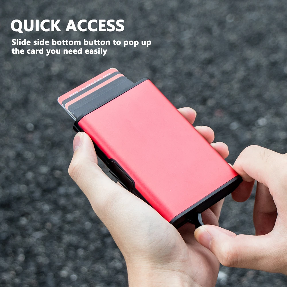 RFID Blocking Card Holder Wallet with Money Clip Slim Secure and Crush Resistant Minimalist Money Clip for Coin Key U Disk