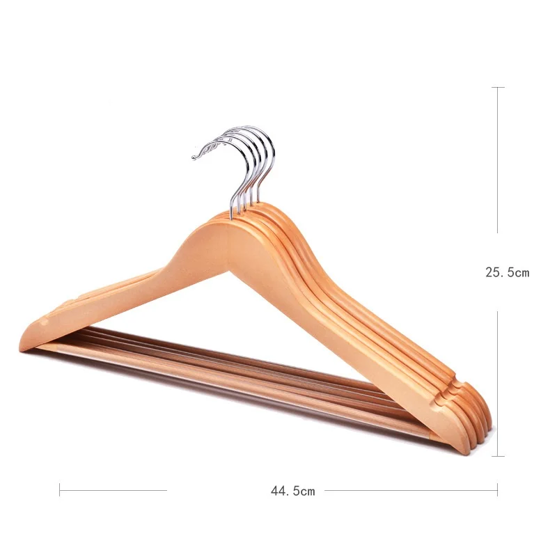 2024 High Quality Betterall Certificate Wholesale Natural Color Wood Hangers For Clothes With Non Slip Bar