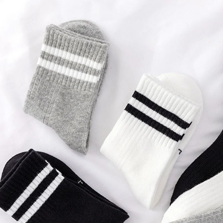 Private Logo Custom Striped Cotton Crew Socks Wholesale Kids White School Socks Manufacturers