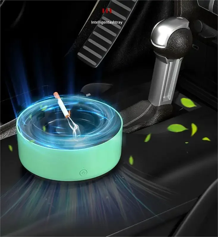 Custom Logo Smart Automatic Smoke Removal Air Purifier Ashtray Smokeless Cigar Ashtray Portable Ashtray For Car