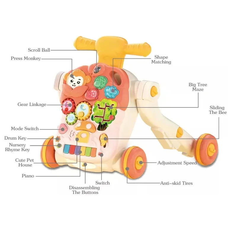 2023 New 4 In 1 Infant Game Table Multifunctional Push Car Toddler Baby Walker