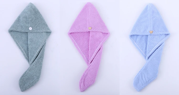 Organic Bamboo Charcoal Fiber Hair Turban Quick Drying Towel Turban Wrap