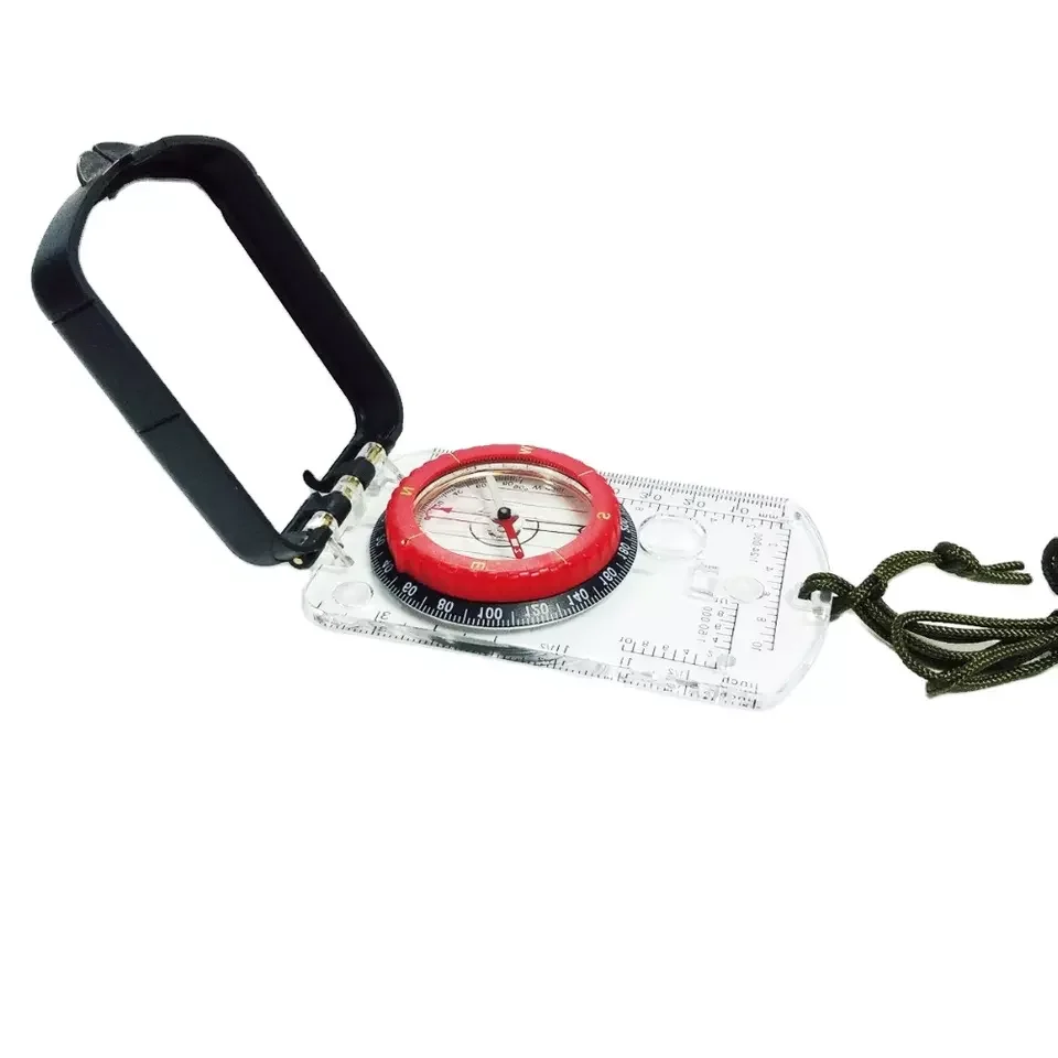 Ориентирующийся карточный компас зеркальный со светодиодным индикатором свисток для пеших прогулок кемпинга
