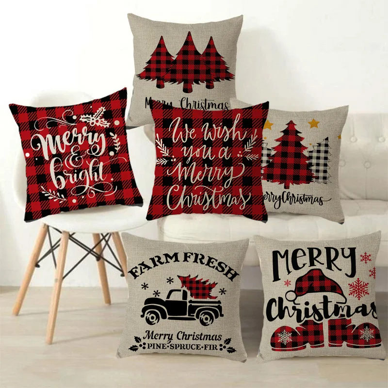 Merry Christmas Decorations for Home Xmas Cushion Cover Christmas Ornament Pillowcase Natal Navidad 2023 New Year Gifts 45x45cm