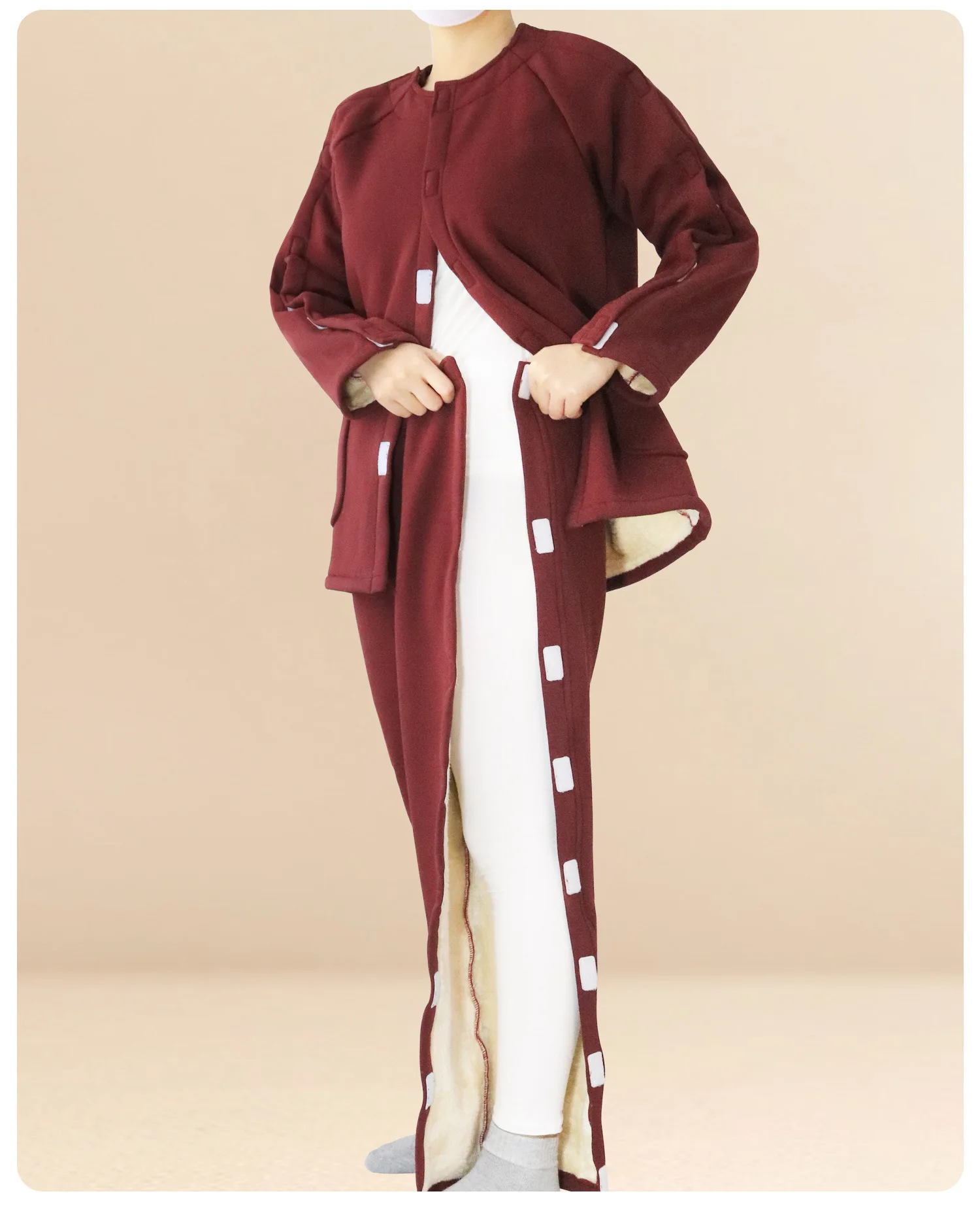 Winter thick nursing clothes patient gowns paralyzed elderly bedridden patients fracture surgery velvet uniform