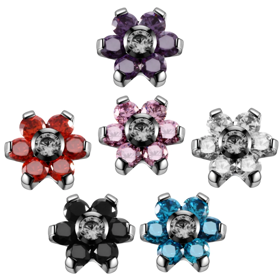 G23 Titanium Flower Crystal Dermal Anchor Top Micro Dermal Anchor Piercings Skin Diver Surface Piercing Sex Body Jewelry