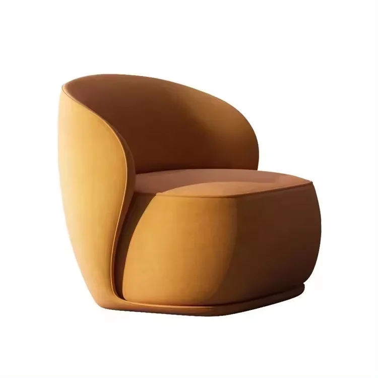 luxury Italy design leisure accent chair living room furniture metal base single sofa modern fabric armchair