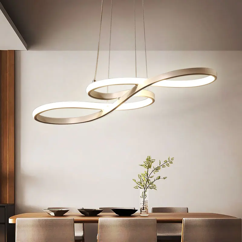 Golden Musical Note Shape Promise Dimming LED Chandelier Lighting for Hotel Cafe Restaurant