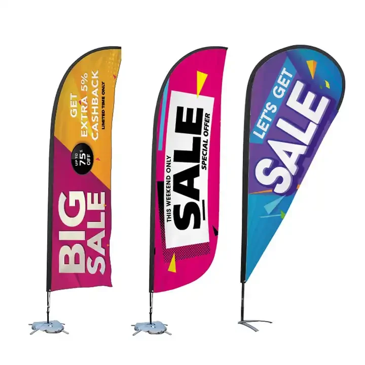 Totem outdoor advertising beach feather flag with portable pole stand