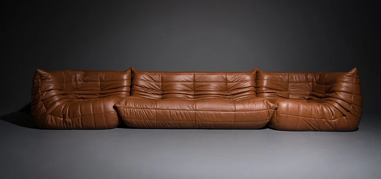 2 pieces corner seat with 1 piece three seat vintage leather sofa