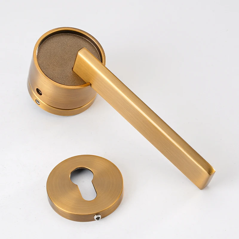 Factory manufacture brass front door handle interior door lock with key zinc alloy handle for wooden door