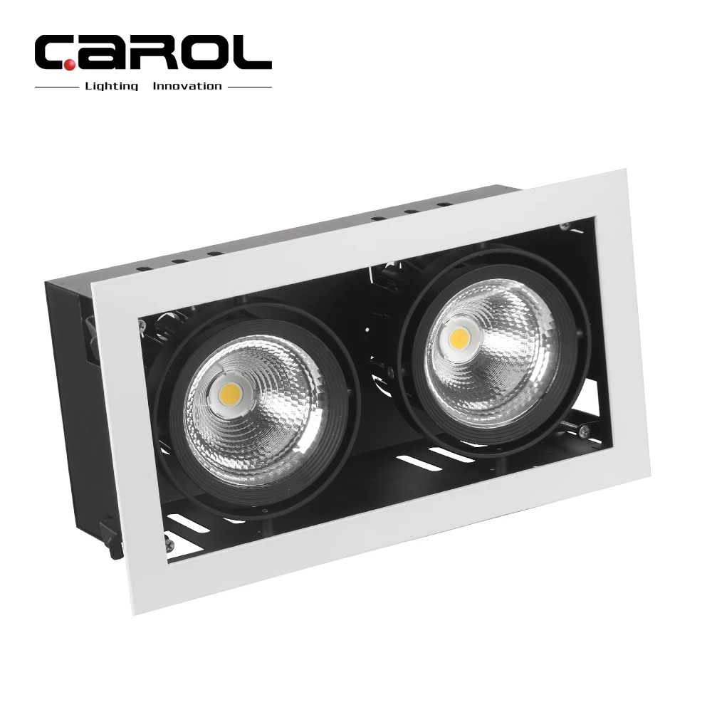 Good quality high lumen rotating double head downlight 2*35w black double spot adjustable rectangle down light