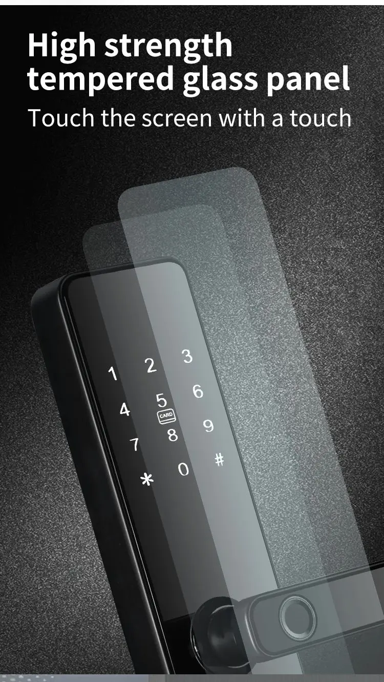 QLEUNG Smart locks S819 tuya ttlock app control unlocking with fingerprint password card and Key digital wifi door Lock