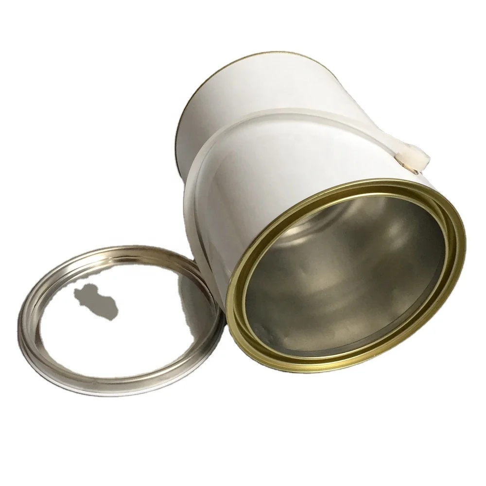 
5 liter white empty paint metal tin cans with cover lid 