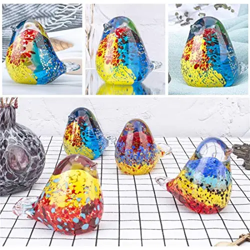 Bird Figurines Bird Paper Weight Art Animal Collectibles Home Table Decor Handmade Glass Home Decoration