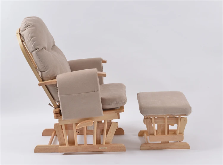 brown Color Breast Feeding Baby Sleeping Mother Nurse Reclinable Adjustable Pillow Glider Chair with Stool