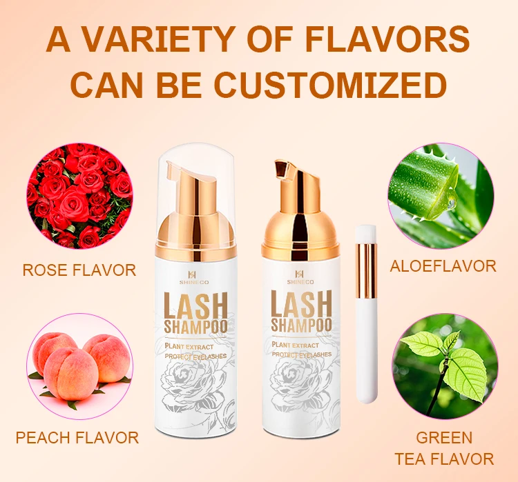 lash eyelash kit shampoo extension brush wash brushes cleaner with lashes set cleanser rose and logo extensions