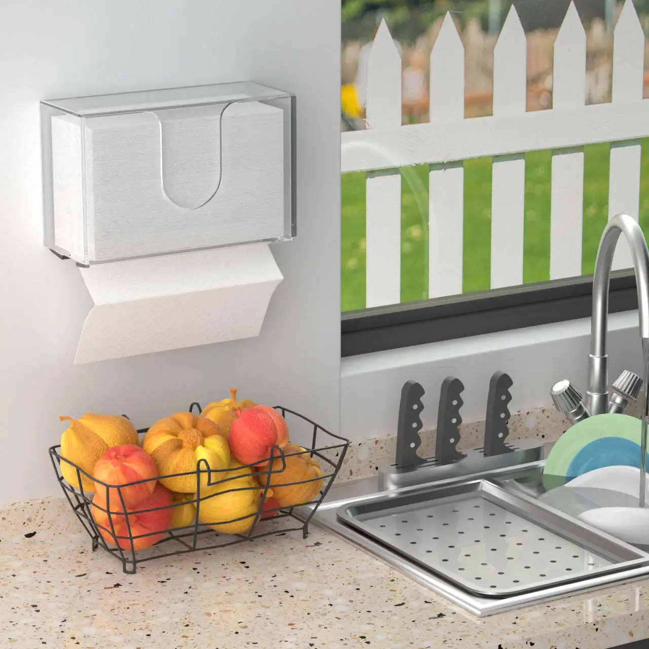 Acrylic Paper Towel Dispenser Wall Mount for Multi-Fold Paper Towel,C-Fold, Zfold, Tri fold Hand Towel Holder Commercial