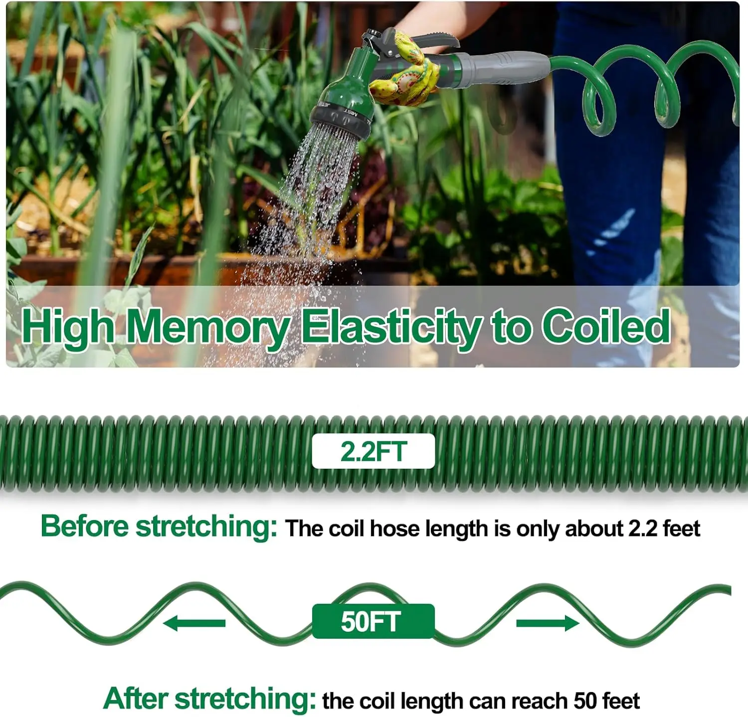 High Quality Wholesale Flexible Retractable Hose Hybrid Polymer Garden Coiled Water Hose