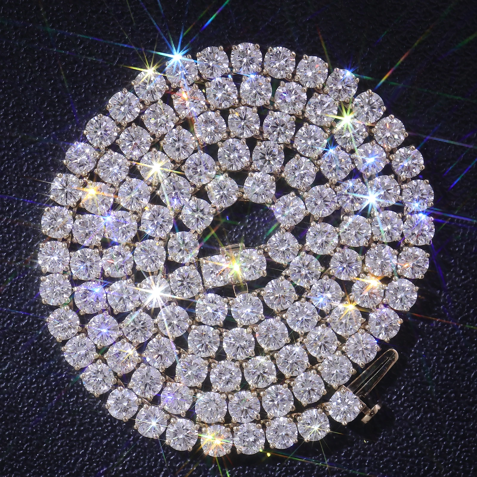 Wholesale 4mm lab grown diamond tennis necklace with real 10K 14K 18K gold chain pass diamond tester fine jewelry quality