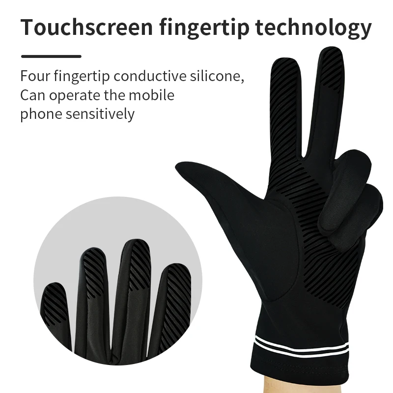 Summer thin black screen touched custom fishing riding lycra sun burn protection cooling gloves